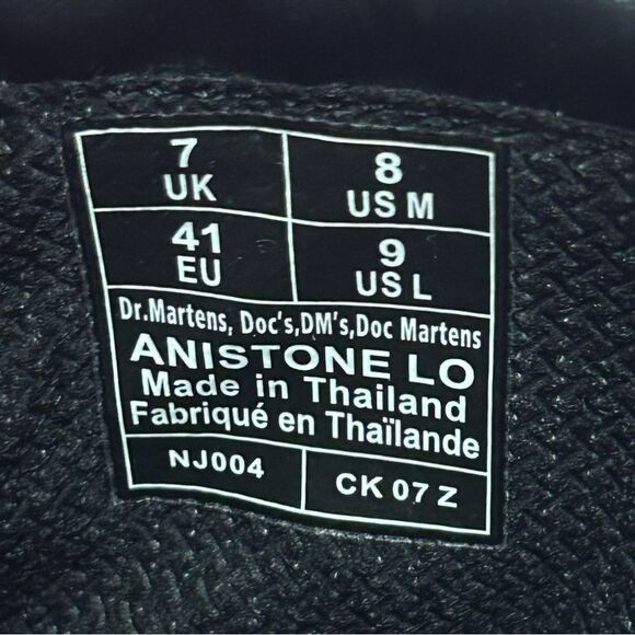 DR MARTENS Anistone LO black leather Chelsea ankle boots booties shoes sz 9 new - Picture 8 of 8